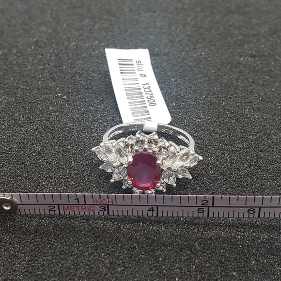 Ruby White Topaz Sterling Silver Ring SZ 8 TGW - Picture 11 of 14